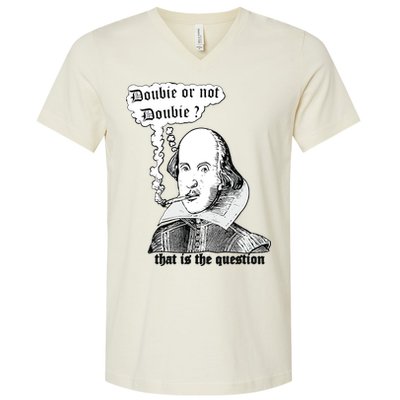 Shakespeare Smoking Doobie Or Not Doobie That Is The Question V-Neck T-Shirt