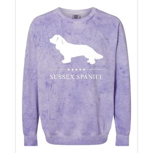 Sussex Spaniel Dog White Silhouette Premium Colorblast Crewneck Sweatshirt