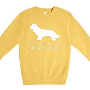 Sussex Spaniel Dog White Silhouette Premium Premium Crewneck Sweatshirt