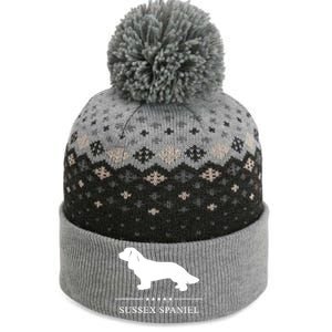 Sussex Spaniel Dog White Silhouette Premium The Baniff Cuffed Pom Beanie