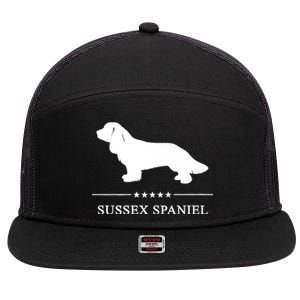 Sussex Spaniel Dog White Silhouette Premium 7 Panel Mesh Trucker Snapback Hat