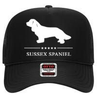 Sussex Spaniel Dog White Silhouette Premium High Crown Mesh Back Trucker Hat