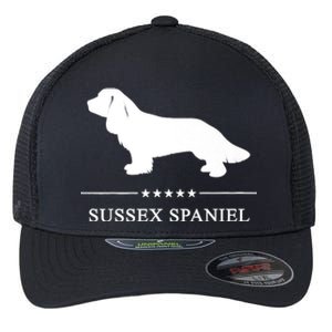 Sussex Spaniel Dog White Silhouette Premium Flexfit Unipanel Trucker Cap