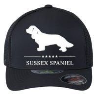 Sussex Spaniel Dog White Silhouette Premium Flexfit Unipanel Trucker Cap