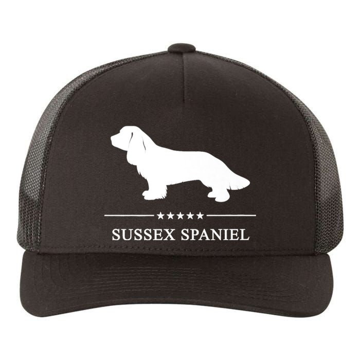 Sussex Spaniel Dog White Silhouette Premium Yupoong Adult 5-Panel Trucker Hat