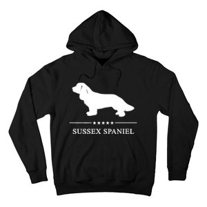 Sussex Spaniel Dog White Silhouette Premium Hoodie