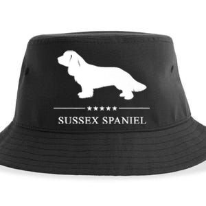 Sussex Spaniel Dog White Silhouette Premium Sustainable Bucket Hat