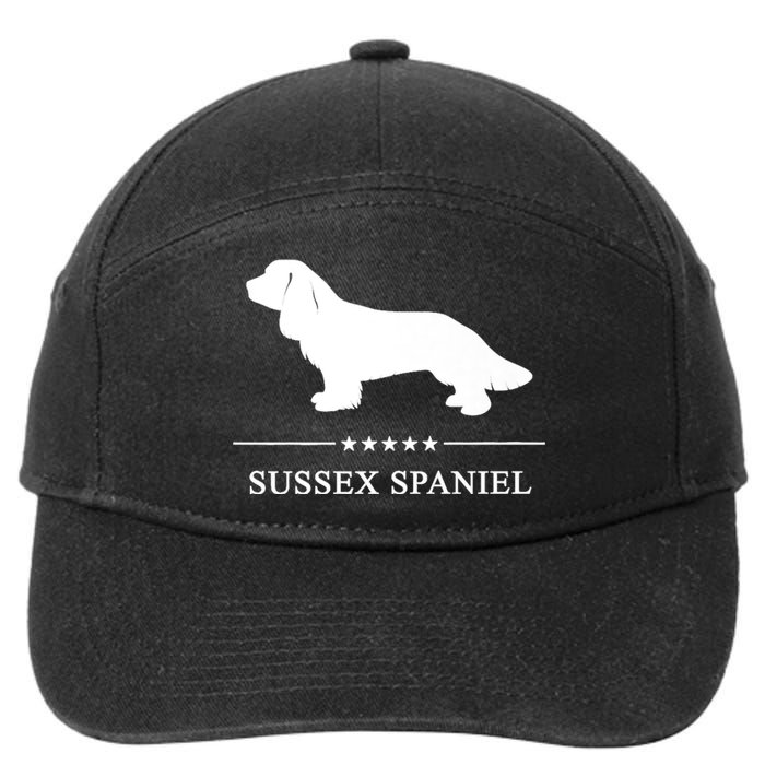 Sussex Spaniel Dog White Silhouette Premium 7-Panel Snapback Hat