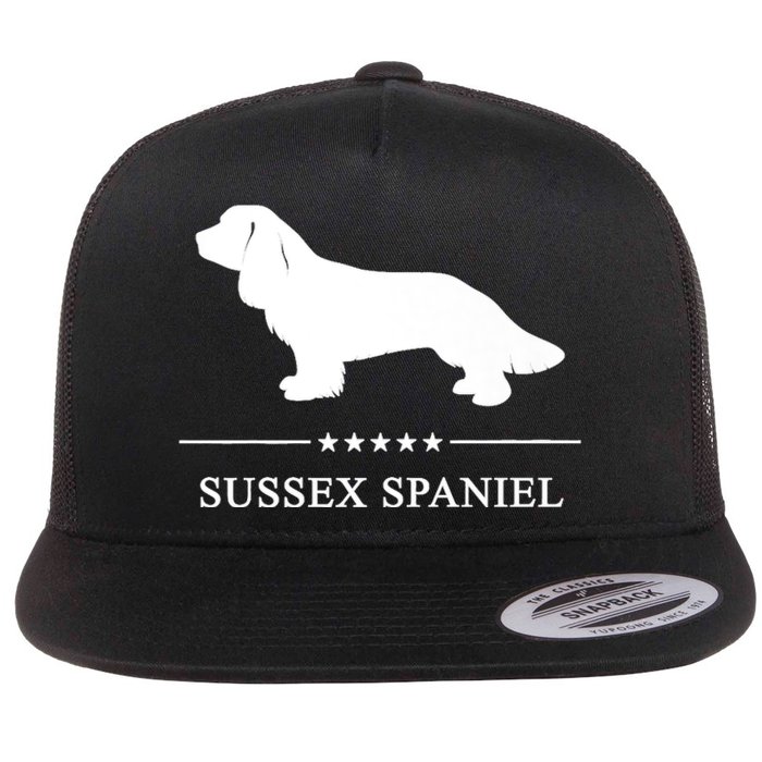 Sussex Spaniel Dog White Silhouette Premium Flat Bill Trucker Hat