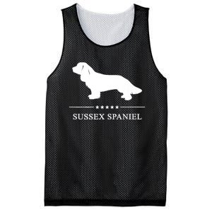 Sussex Spaniel Dog White Silhouette Premium Mesh Reversible Basketball Jersey Tank