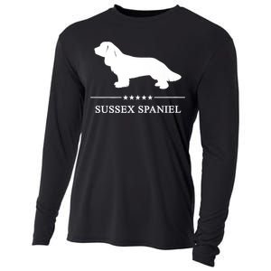 Sussex Spaniel Dog White Silhouette Premium Cooling Performance Long Sleeve Crew