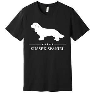 Sussex Spaniel Dog White Silhouette Premium Premium T-Shirt