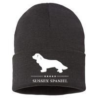 Sussex Spaniel Dog White Silhouette Premium Sustainable Knit Beanie