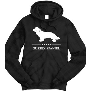 Sussex Spaniel Dog White Silhouette Premium Tie Dye Hoodie