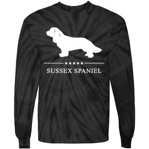 Sussex Spaniel Dog White Silhouette Premium Tie-Dye Long Sleeve Shirt