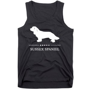 Sussex Spaniel Dog White Silhouette Premium Tank Top