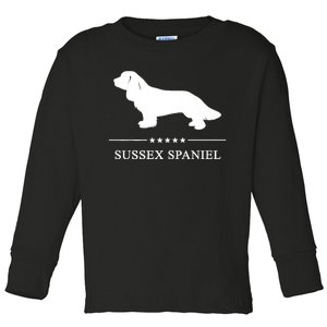 Sussex Spaniel Dog White Silhouette Premium Toddler Long Sleeve Shirt