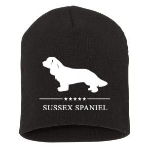 Sussex Spaniel Dog White Silhouette Premium Short Acrylic Beanie