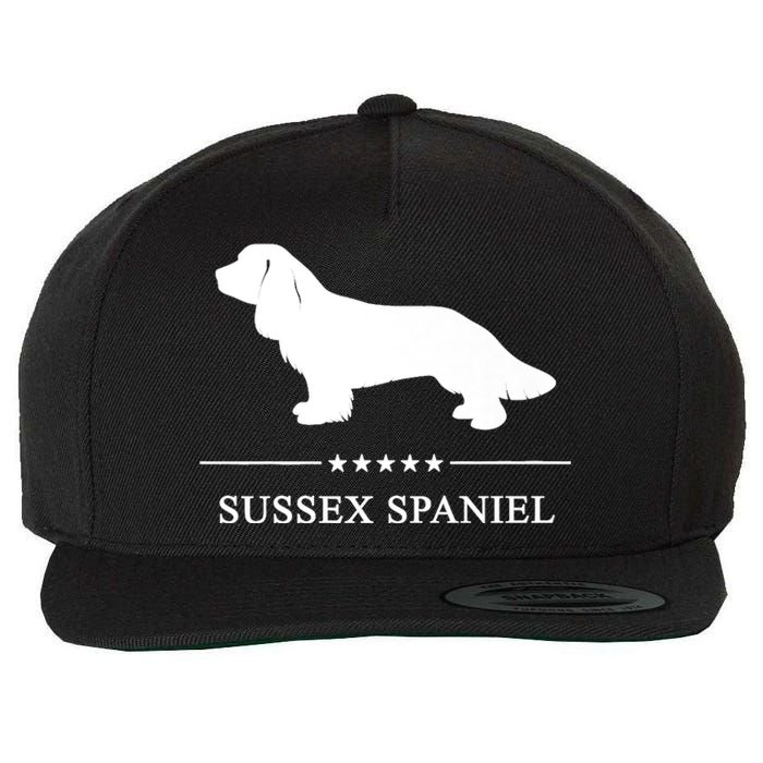 Sussex Spaniel Dog White Silhouette Premium Wool Snapback Cap