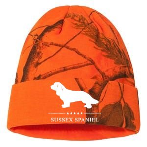 Sussex Spaniel Dog White Silhouette Premium Kati Licensed 12" Camo Beanie