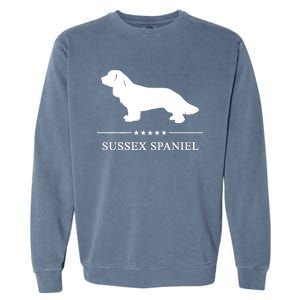 Sussex Spaniel Dog White Silhouette Premium Garment-Dyed Sweatshirt