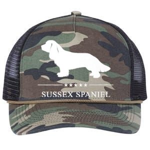 Sussex Spaniel Dog White Silhouette Premium Retro Rope Trucker Hat Cap