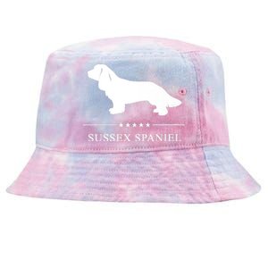 Sussex Spaniel Dog White Silhouette Premium Tie-Dyed Bucket Hat