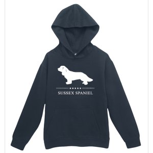 Sussex Spaniel Dog White Silhouette Premium Urban Pullover Hoodie