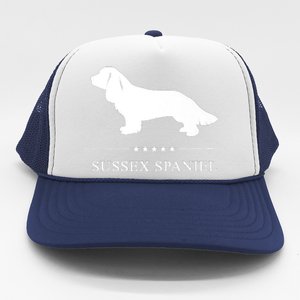 Sussex Spaniel Dog White Silhouette Premium Trucker Hat