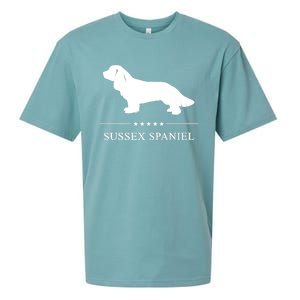 Sussex Spaniel Dog White Silhouette Premium Sueded Cloud Jersey T-Shirt