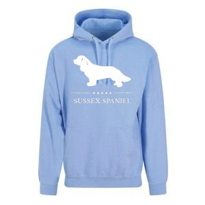 Sussex Spaniel Dog White Silhouette Premium Unisex Surf Hoodie