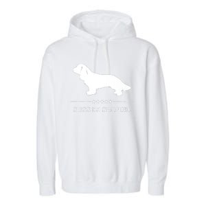 Sussex Spaniel Dog White Silhouette Premium Garment-Dyed Fleece Hoodie