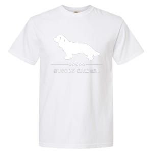 Sussex Spaniel Dog White Silhouette Premium Garment-Dyed Heavyweight T-Shirt