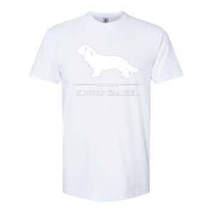 Sussex Spaniel Dog White Silhouette Premium Softstyle CVC T-Shirt