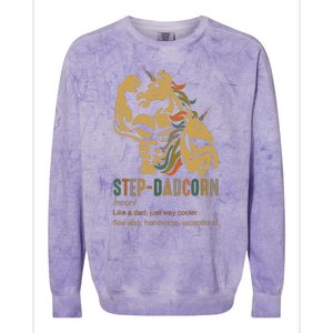 Step-dadcorn Step Dad Unicorn Cooler Father's days Colorblast Crewneck Sweatshirt