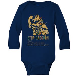 Step-dadcorn Step Dad Unicorn Cooler Father's days Baby Long Sleeve Bodysuit