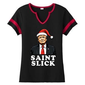 Saint Slick Donald Trump Christmas Santa Claus Hat Holiday Cool Gift Ladies Halftime Notch Neck Tee