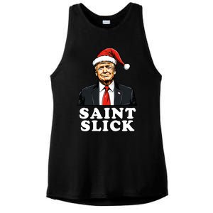 Saint Slick Donald Trump Christmas Santa Claus Hat Holiday Cool Gift Ladies PosiCharge Tri-Blend Wicking Tank