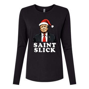 Saint Slick Donald Trump Christmas Santa Claus Hat Holiday Cool Gift Womens Cotton Relaxed Long Sleeve T-Shirt