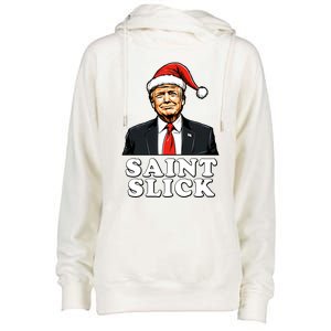 Saint Slick Donald Trump Christmas Santa Claus Hat Holiday Cool Gift Womens Funnel Neck Pullover Hood