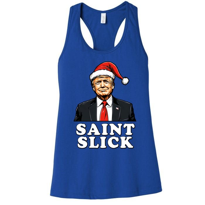 Saint Slick Donald Trump Christmas Santa Claus Hat Holiday Cool Gift Women's Racerback Tank