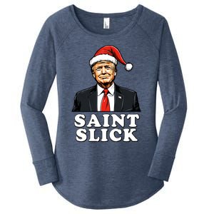 Saint Slick Donald Trump Christmas Santa Claus Hat Holiday Cool Gift Women's Perfect Tri Tunic Long Sleeve Shirt