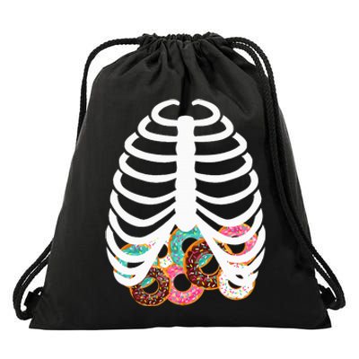 Spooky Skeleton Donut Costume for Halloween Festivities Drawstring Bag