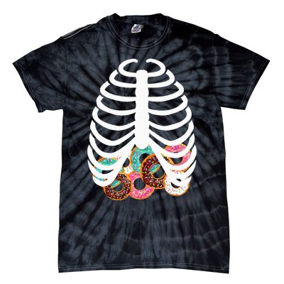 Spooky Skeleton Donut Costume for Halloween Festivities Tie-Dye T-Shirt