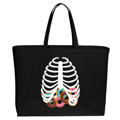 Spooky Skeleton Donut Costume for Halloween Festivities Cotton Canvas Jumbo Tote