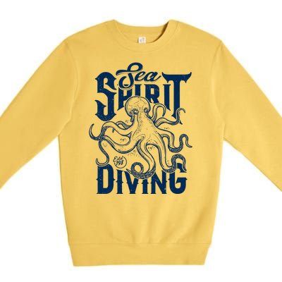 Sea Spirit Diving Funny Fishing Poster Premium Crewneck Sweatshirt