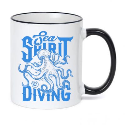 Sea Spirit Diving Funny Fishing Poster 11oz Black Color Changing Mug