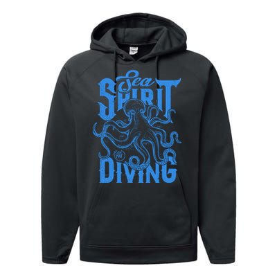 Sea Spirit Diving Funny Fishing Poster Performance Fleece Hoodie