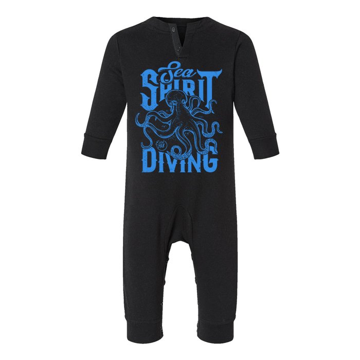 Sea Spirit Diving Funny Fishing Poster Infant Fleece One Piece