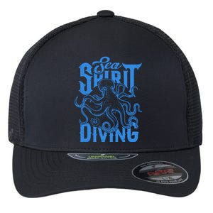 Sea Spirit Diving Funny Fishing Poster Flexfit Unipanel Trucker Cap